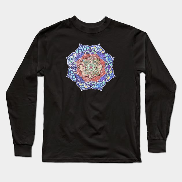 Rosy Mandala Long Sleeve T-Shirt by Bubba C.